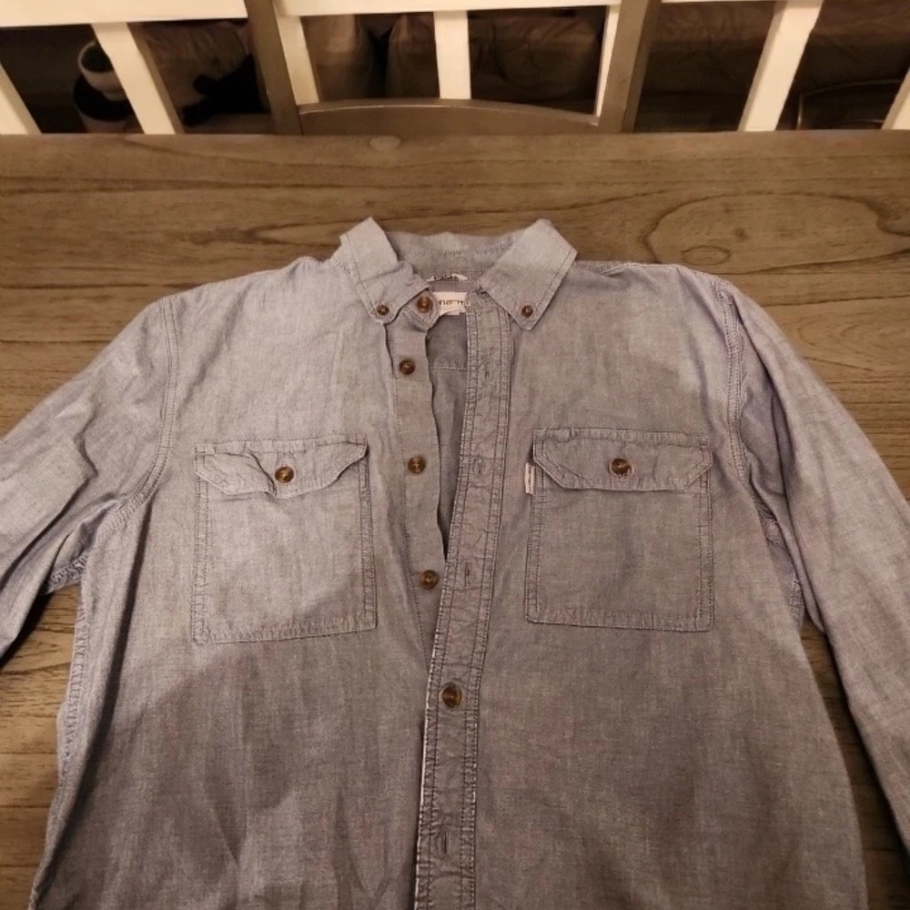 Carhartt Men's Light Gray Casual Button Down Shirt